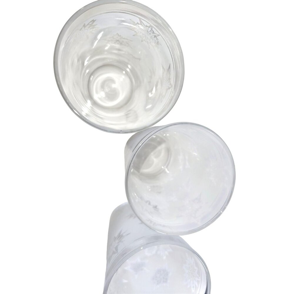 Vintage White Frosted Atomic Snowflake 10 Oz Federal Glass Tumblers Set Of 4 MCM - Picture 3 of 6